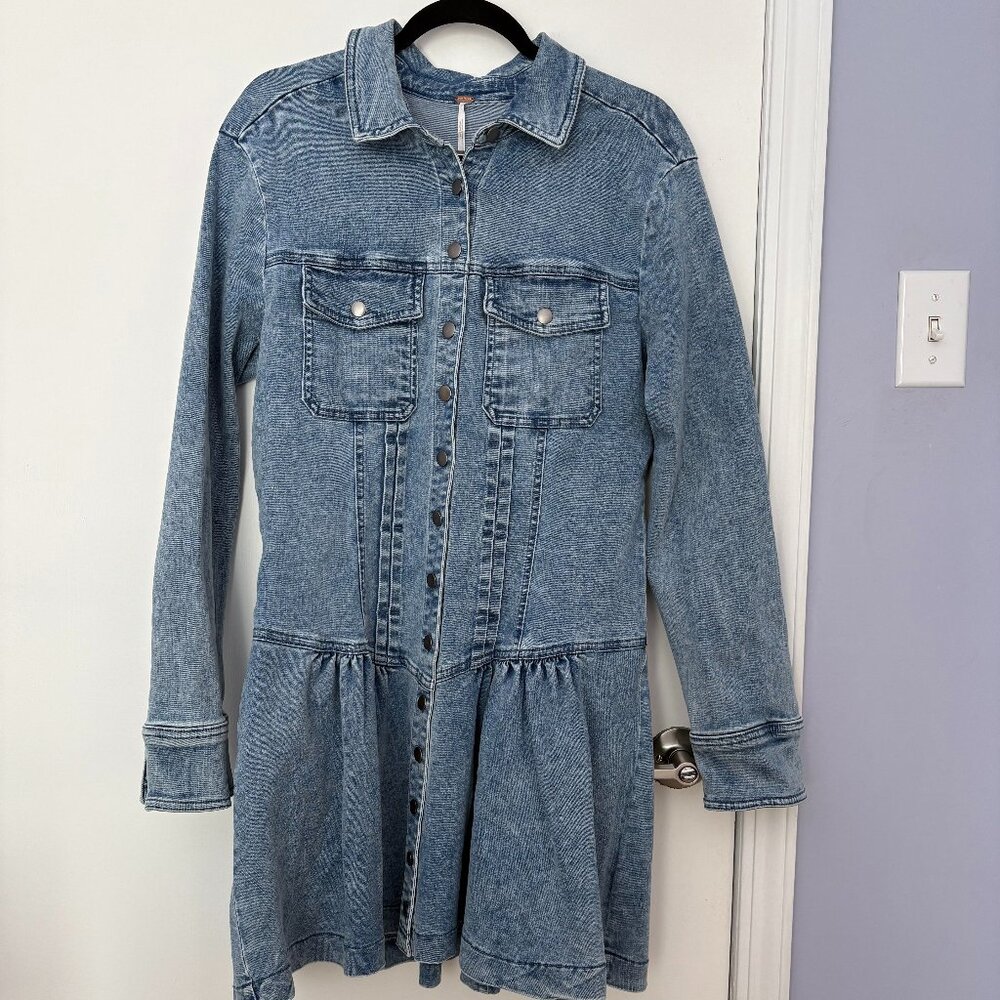 Free People Light Wash Denim Mini Dress